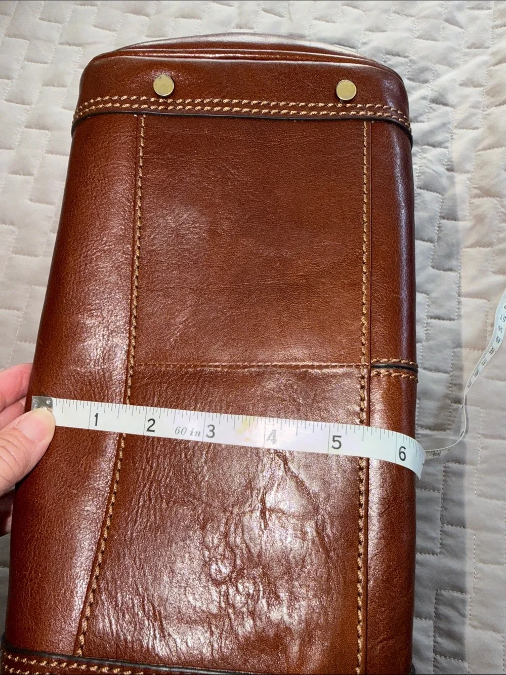 Gianni Conti Brown Italian Leather Metal Frame-Top Satchel Handbag
